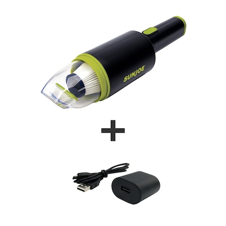 Sun Joe Cordless 8V Handheld Auto Vac w/ HEPA Filter, USB Charger w/L-iON Battery AJV1000